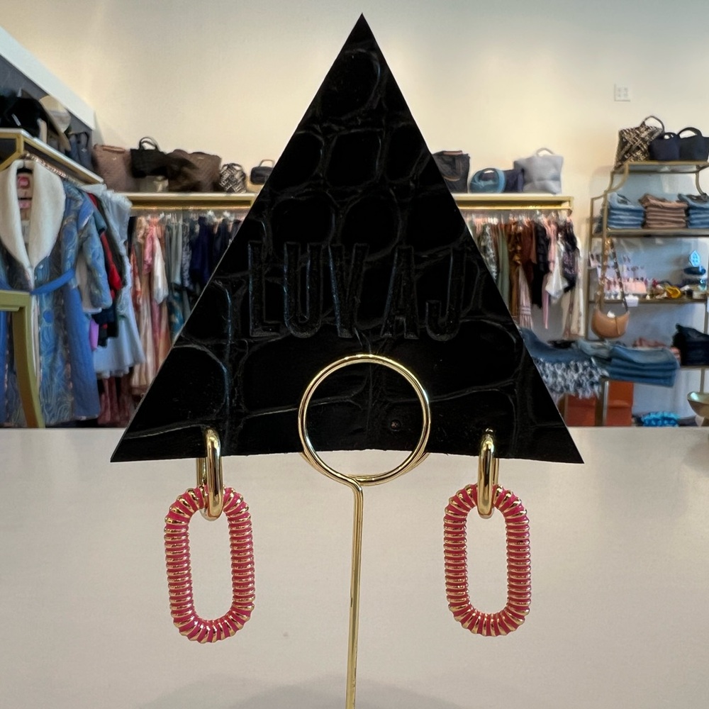 Luv Aj Le Signe Loop Hoops in Hot Pink